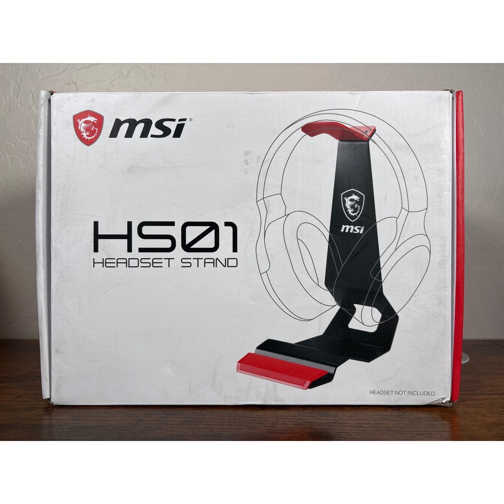 MSI HS01 Headset Stand Black Red Metal Gaming Headphone Holder with Phone Mount